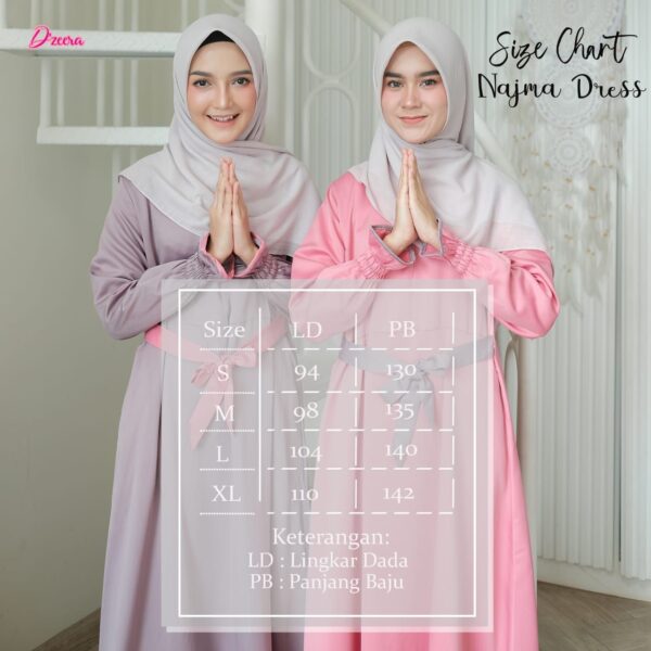 Size Chart Najma Dress